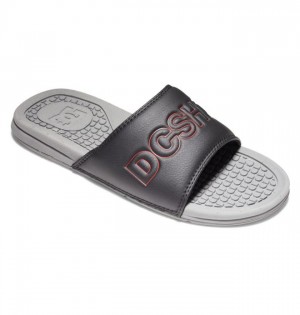 DC Shoes Bolsa Slides Papucs Férfi Szürke Fekete Piros | 23MUGVEYZ