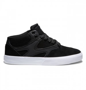 DC Shoes Kalis Vulc MID Mid-Top Deszkás Cipő Férfi Fekete Fekete Fehér | 54AGHQYTM