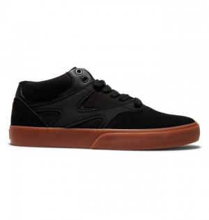 DC Shoes Kalis Vulc MID Mid-Top Deszkás Cipő Férfi Fekete Fekete | 53IWCKQEL