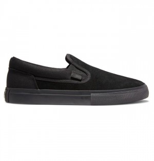 DC Shoes Manual Slip On Skate Deszkás Cipő Férfi Fekete Fekete | 91DMZWLJC