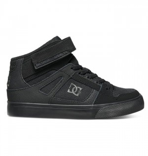 DC Shoes Pure High Elastic Lace High-Top Pure Gyerek Fekete Fekete Fekete | 93ZMFKPSC