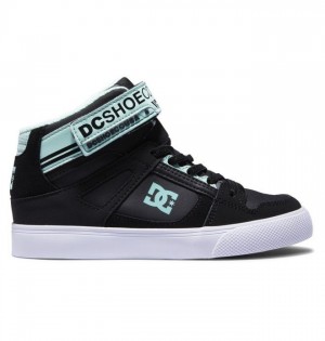 DC Shoes Pure High Elastic Lace High-Top Pure Gyerek Fekete Zöld | 35NDHGIKQ