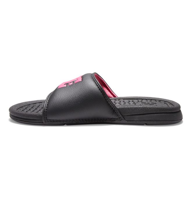 DC Shoes Bolsa Sandals Papucs Női Fekete Fekete Rózsaszín | 02FUGLWJH