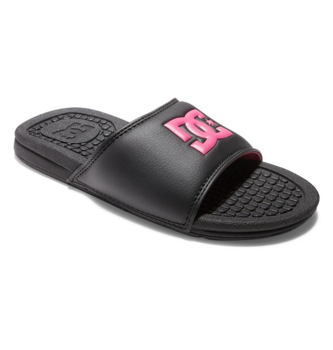 DC Shoes Bolsa Sandals Papucs Női Fekete Fekete Rózsaszín | 02FUGLWJH