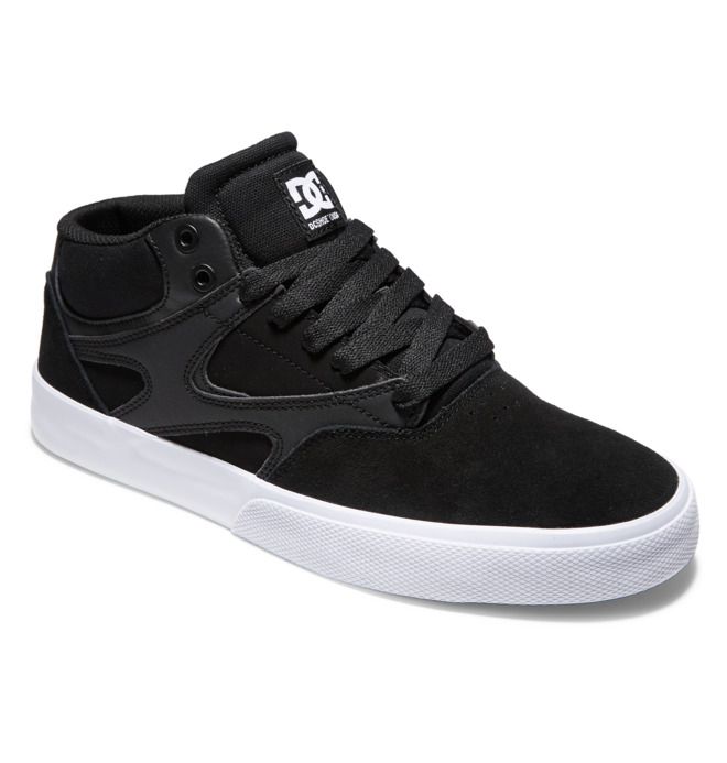 DC Shoes Kalis Vulc MID Mid-Top Deszkás Cipő Férfi Fekete Fekete Fehér | 54AGHQYTM