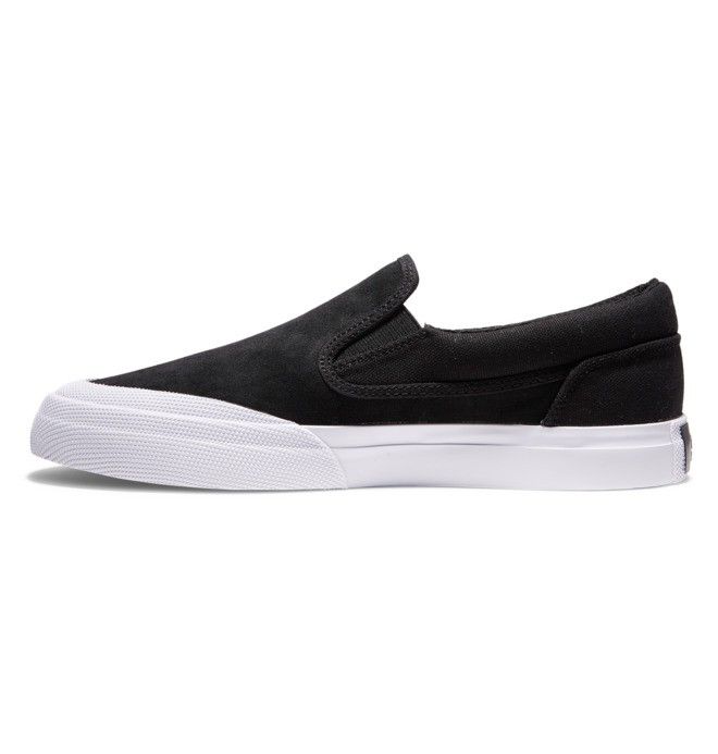 DC Shoes Manual RT Slip-On Skate Deszkás Cipő Férfi Fekete Fekete Fehér | 12NUIRLOZ