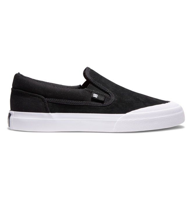 DC Shoes Manual RT Slip-On Skate Deszkás Cipő Férfi Fekete Fekete Fehér | 12NUIRLOZ