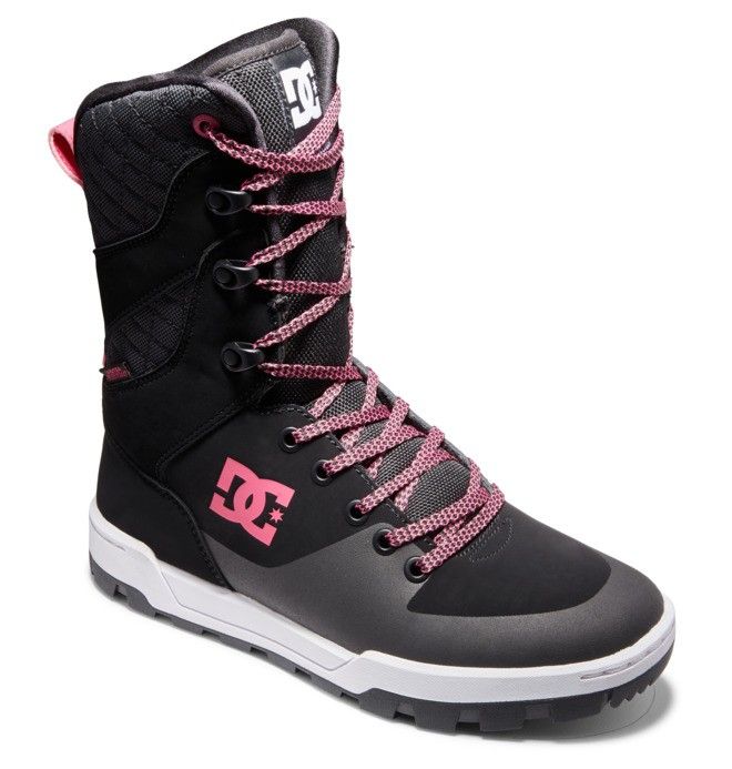 DC Shoes Nadene High Leg Winter Boots Téli Bakancs Női Fekete Fehér Rózsaszín | 42RFKUPGW