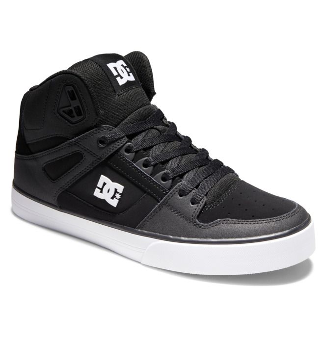 DC Shoes Pure High-Top Essentials Férfi Fekete Fekete Fehér | 13TQEGMNV