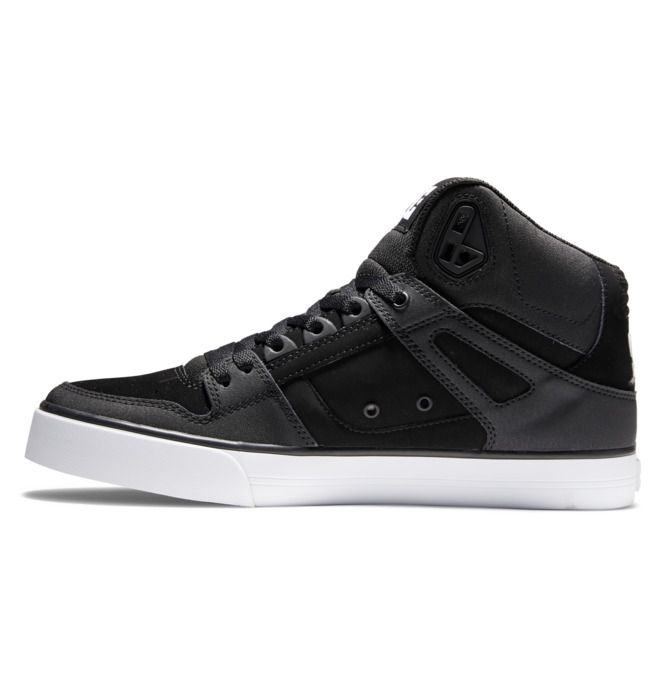 DC Shoes Pure High-Top Essentials Férfi Fekete Fekete Fehér | 13TQEGMNV