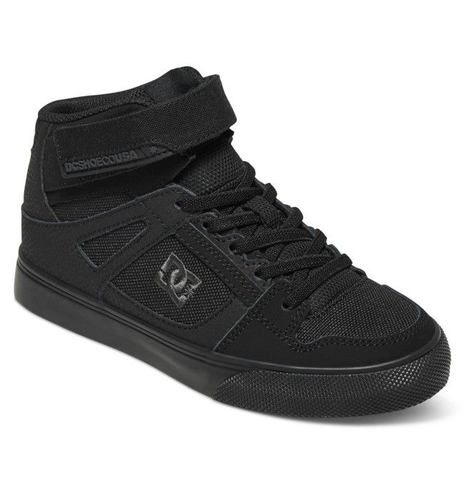 DC Shoes Pure High Elastic Lace High-Top Pure Gyerek Fekete Fekete Fekete | 93ZMFKPSC