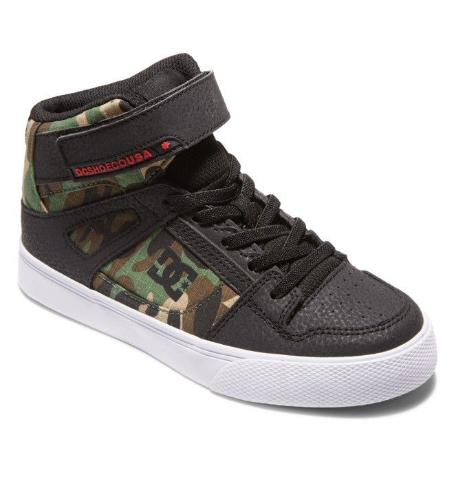 DC Shoes Pure High Elastic Lace High-Top Pure Gyerek Fekete Camo | 92EBWILHX