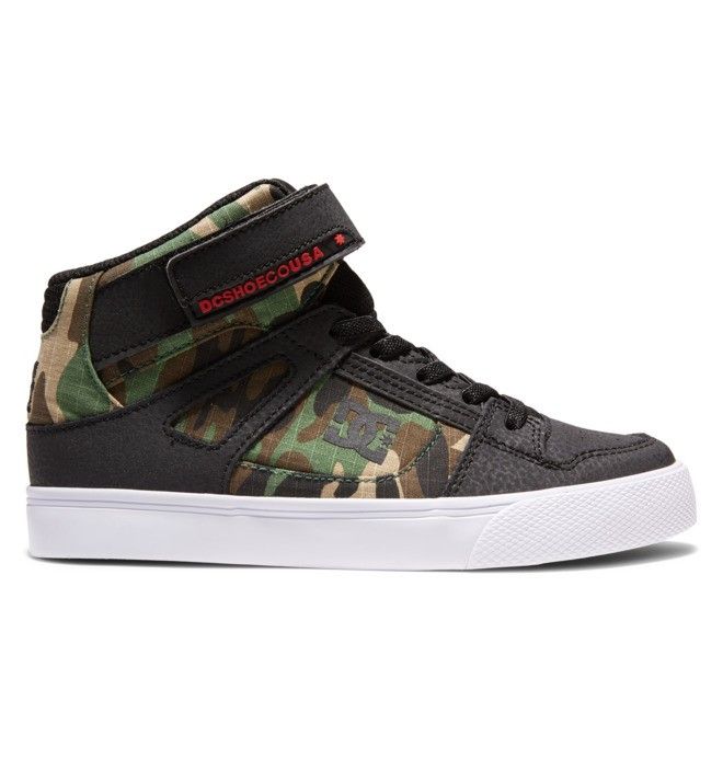 DC Shoes Pure High Elastic Lace High-Top Pure Gyerek Fekete Camo | 92EBWILHX