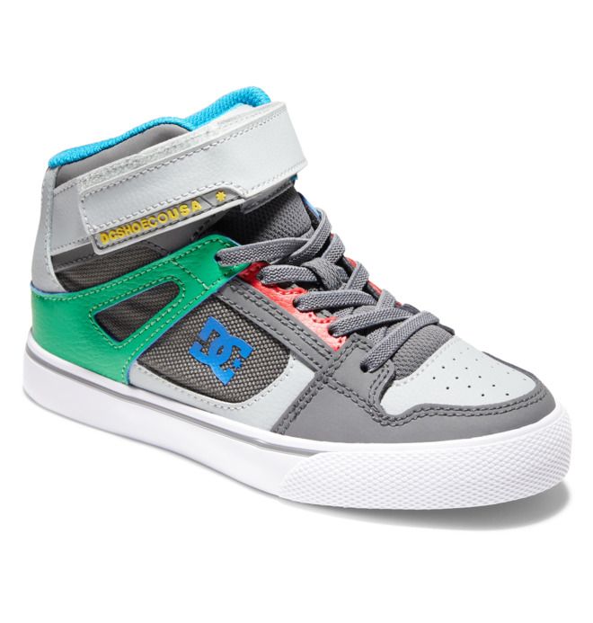 DC Shoes Pure High Elastic Lace High-Top Pure Gyerek Szürke Zöld | 06VJGTIDY